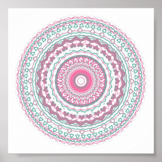 Heartfelt Mandala Kaleidoscope Pattern Poster (Vorne)