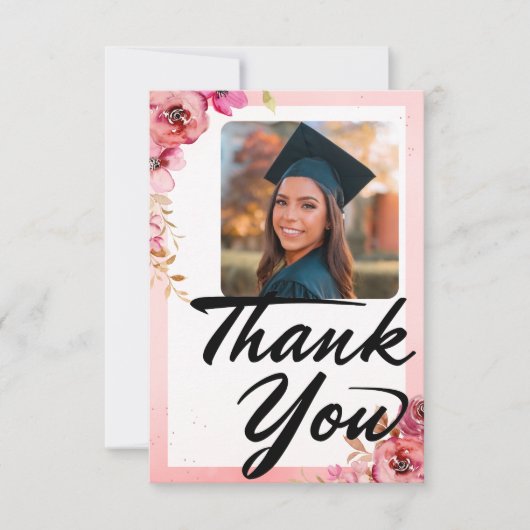 Heartfelt Note Ttie Abschluss Foto Floral Dankeskarte (Vorderseite)