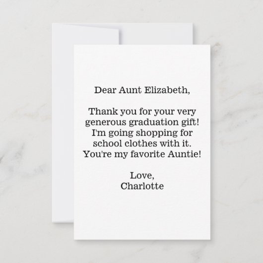 Heartfelt Note Ttie Abschluss Foto Floral Dankeskarte (Rückseite)