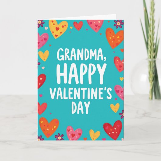 Heartfelt Painted Hearts Grandma Card Karte (Vorderseite)
