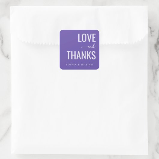 Heartfelt Purple Modern Love and Thanks Sticker (Tasche)