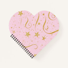 Heartfelt Stars - Pink & Gold Star Herz geformt No Notizblock