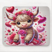 Heartfelt Sweet Highland Cow Valentines Mousepad (Vorne)