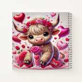 Heartfelt Sweet Highland Cow Valentines Notizblock (Rückseite)