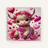 Heartfelt Sweet Highland Cow Valentines Notizblock (Vorderseite)
