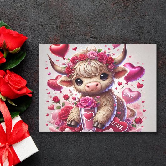 Heartfelt Sweet Highland Cow Valentines Seidenpapier