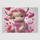 Heartfelt Sweet Highland Cow Valentines Seidenpapier (Vorderseite)