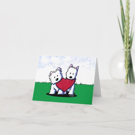Heartfelt Westie Duo Card Feiertagskarte (Vorderseite)