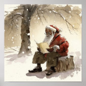 Heartfelt wünscht Black Santa Reading Letters Poster (Vorne)