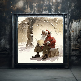 Heartfelt wünscht Black Santa Reading Letters Poster