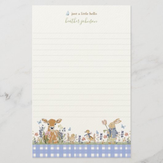 Hearthlight Notes Frühling Weiche Wiese Gingham Briefpapier (Vorderseite)