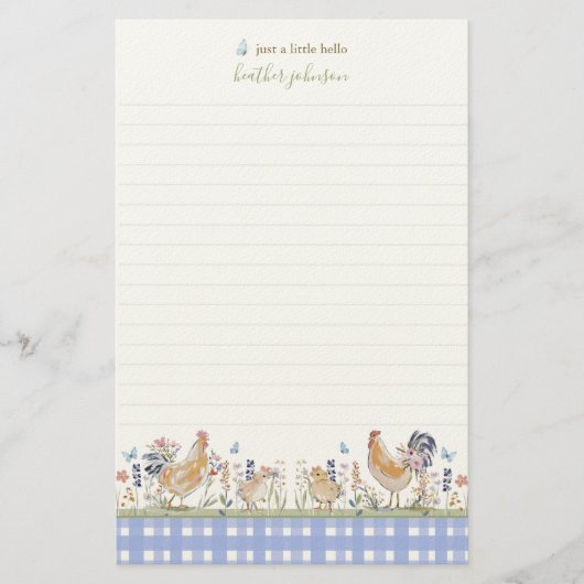 Hearthlight Notes Frühling Weiche Wiese Gingham Briefpapier (Vorderseite)