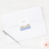 Hearthlight Notes Frühling Weiches Wiesen-Gingham Quadratischer Aufkleber (Umschlag)