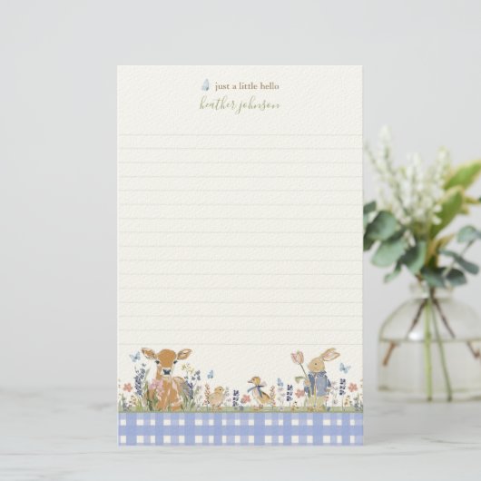 Hearthlight Notes Spring Soft Meadow Gingham Briefpapier (Stehend Vorderseite)