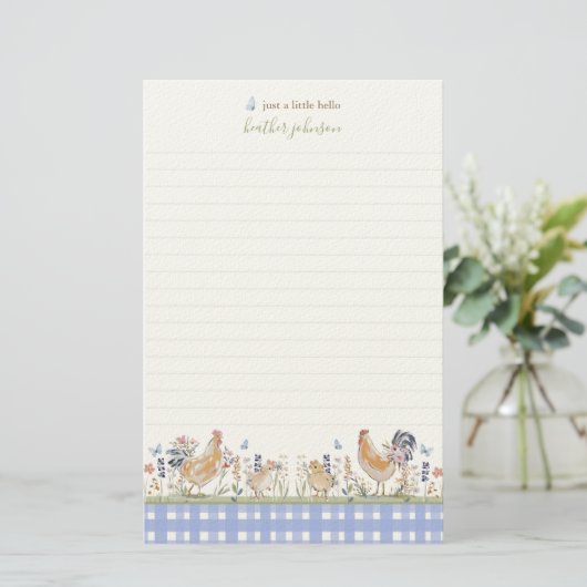 Hearthlight Notes Spring Soft Meadow Gingham Briefpapier (Stehend Vorderseite)