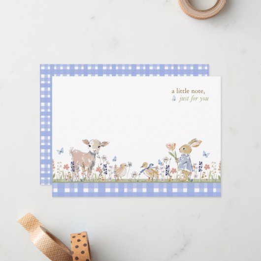 Hearthlight Notes Spring Soft Meadow Gingham Mitteilungskarte (Vorderseite/Rückseite Beispiel)