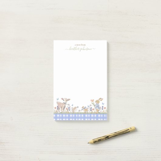 Hearthlight Notes Spring Soft Meadow Gingham Post-it Klebezettel (Auf Schreibtisch)