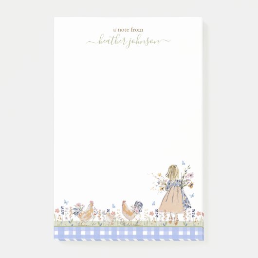 Hearthlight Notes Spring Soft Meadow Gingham Post-it Klebezettel (Vorderseite)
