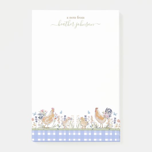 Hearthlight Notes Spring Soft Meadow Gingham Post-it Klebezettel (Vorderseite)