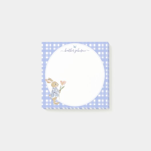 Hearthlight Notes Spring Soft Meadow Gingham Post-it Klebezettel (Vorderseite)