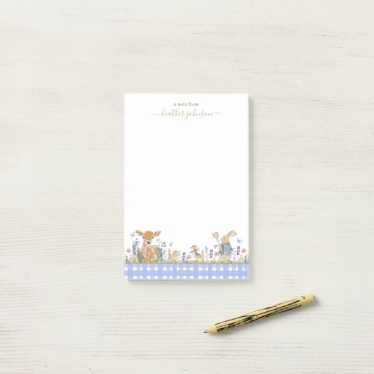 Hearthlight Notes Spring Soft Meadow Gingham Post-it Klebezettel (Auf Schreibtisch)