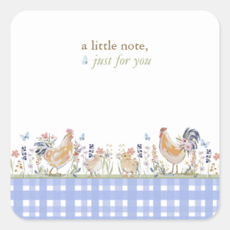 Hearthlight Notes Spring Soft Meadow Gingham Quadratischer Aufkleber