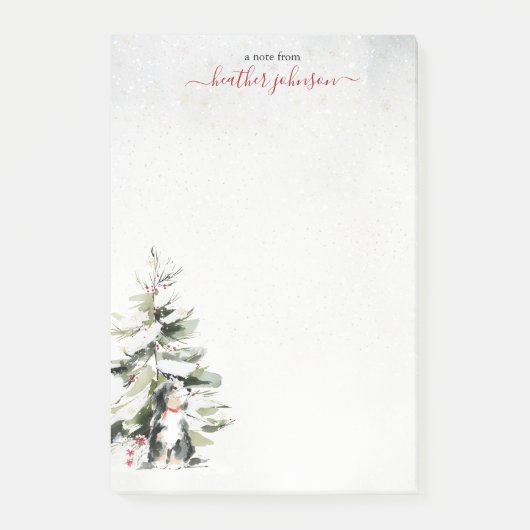Hearthlight Notes Winter Cozy Dog Personalized Post-it Klebezettel (Vorderseite)