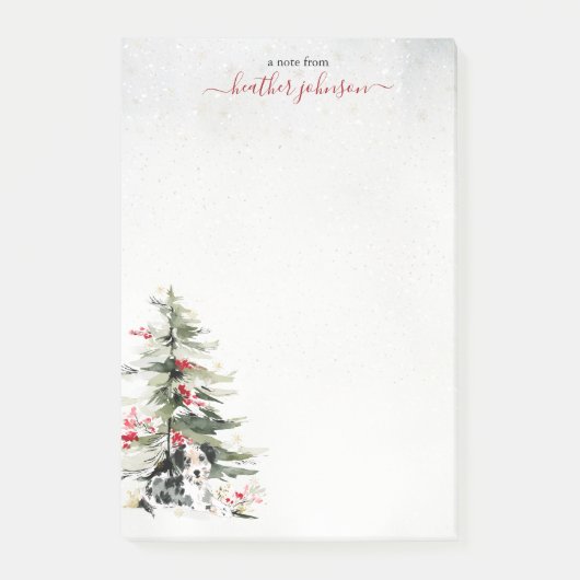 Hearthlight Notes Winter Cozy Dog Personalized Post-it Klebezettel (Vorderseite)