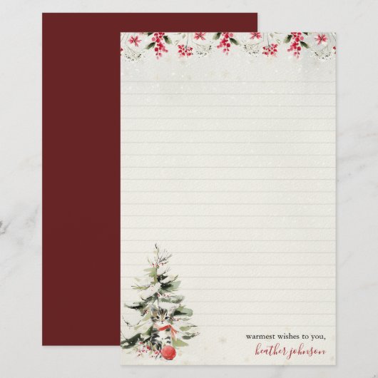 Hearthlight Notes Winter Cozy Kitten Personalisier Briefpapier (Vorne/Hinten)