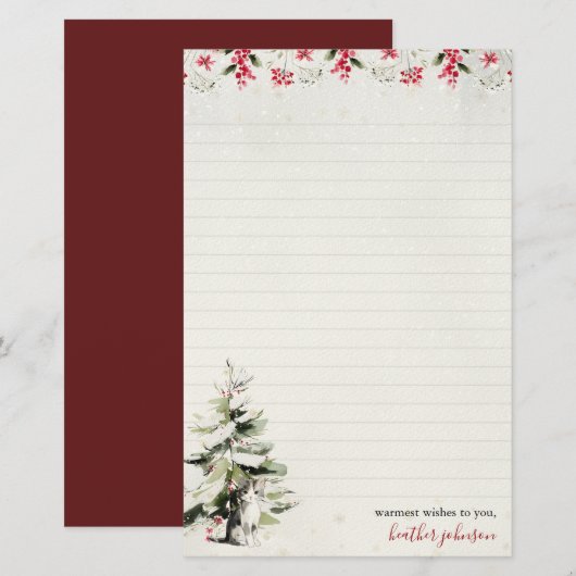 Hearthlight Notes Winter Cozy Kitten Personalisier Briefpapier (Vorne/Hinten)