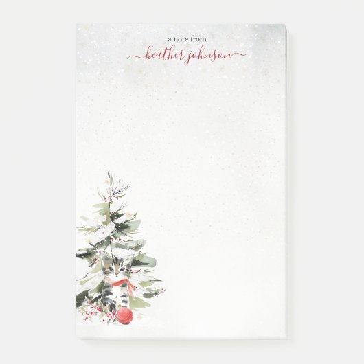 Hearthlight Notes Winter Cozy Kitten Personalisier Post-it Klebezettel (Vorderseite)