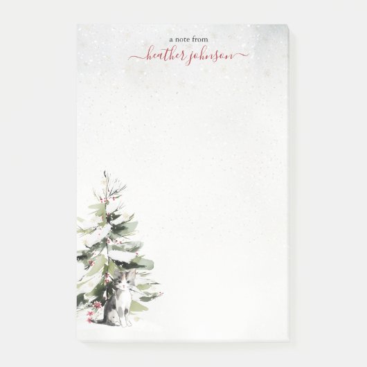 Hearthlight Notes Winter Cozy Kitten Personalisier Post-it Klebezettel (Vorderseite)