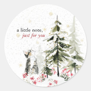 Hearthlight Notes Winter Cozy Kitten Personalisier Runder Aufkleber