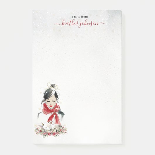 Hearthlight Notes Winter Cozy Kitten Personalized Post-it Klebezettel (Vorderseite)