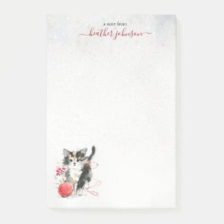 Hearthlight Notes Winter Cozy Kitten Personalized Post-it Klebezettel