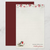 Hearthlight Notes Winter Robin Bird Personalized Briefpapier (Vorne/Hinten)