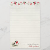 Hearthlight Notes Winter Robin Bird Personalized Briefpapier (Vorderseite)