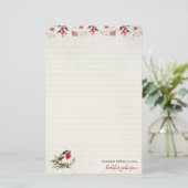 Hearthlight Notes Winter Robin Bird Personalized Briefpapier (Stehend Vorderseite)
