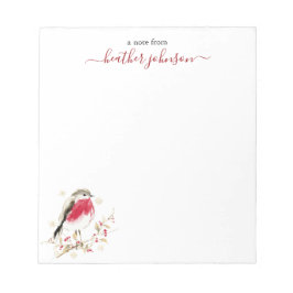 Hearthlight Notes Winter Robin Bird Personalized Notizblock