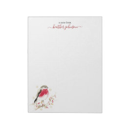 Hearthlight Notes Winter Robin Bird Personalized Notizblock