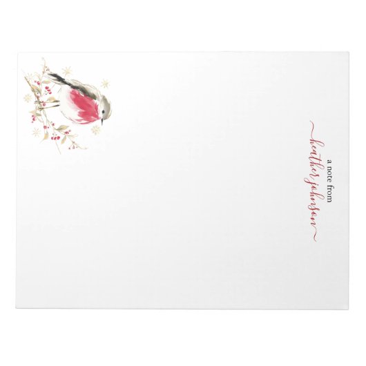 Hearthlight Notes Winter Robin Bird Personalized Notizblock (Vorderseite)