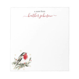 Hearthlight Notes Winter Robin Bird Personalized Notizblock