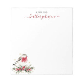 Hearthlight Notes Winter Robin Bird Personalized Notizblock
