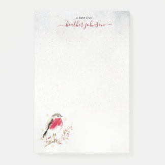 Hearthlight Notes Winter Robin Bird Personalized Post-it Klebezettel