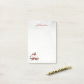 Hearthlight Notes Winter Robin Bird Personalized Post-it Klebezettel (Auf Schreibtisch)