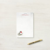Hearthlight Notes Winter Robin Bird Personalized Post-it Klebezettel (Auf Schreibtisch)