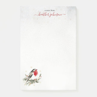 Hearthlight Notes Winter Robin Bird Personalized Post-it Klebezettel