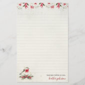 Hearthlight Notes Winter Robin Vogel Personalisier Briefpapier (Vorderseite)