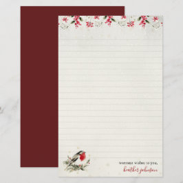 Hearthlight Notes Winter Robin Vogel Personalisier Briefpapier