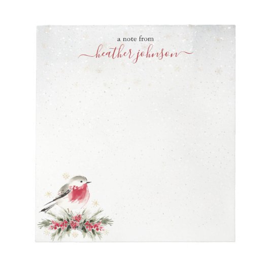 Hearthlight Notes Winter Robin Vogel Personalisier Notizblock (Vorderseite)
